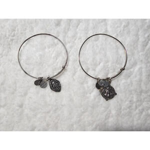 (Set of 2) Alex & Ana Charm Bracelets Silver Tone Mother Marry 2.5" & Jesus 3"